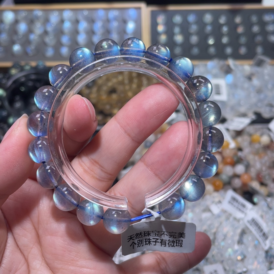 长石未镶嵌手链灰月光手链9.8mm