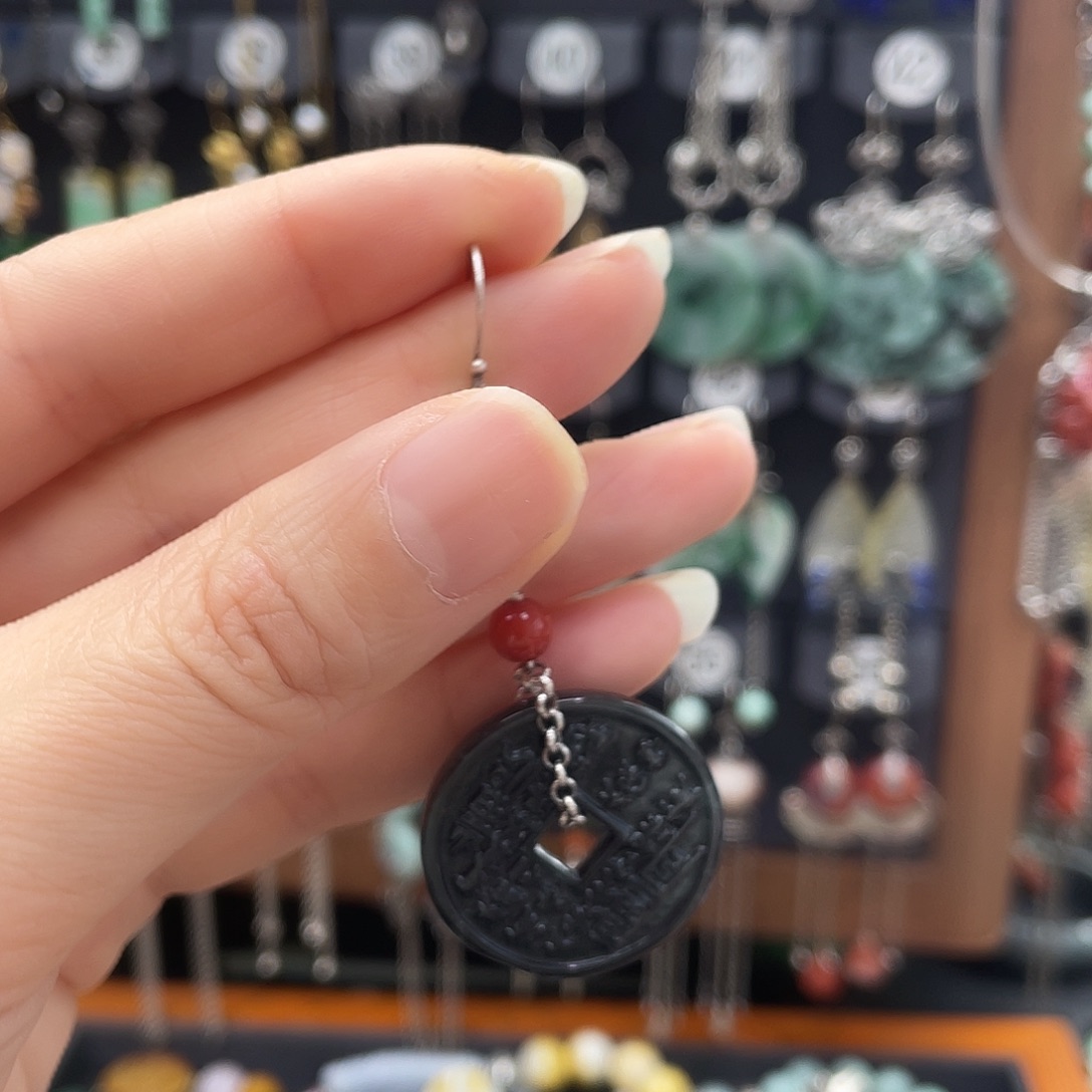 翡翠耳饰银S925镶嵌371hjhghhj