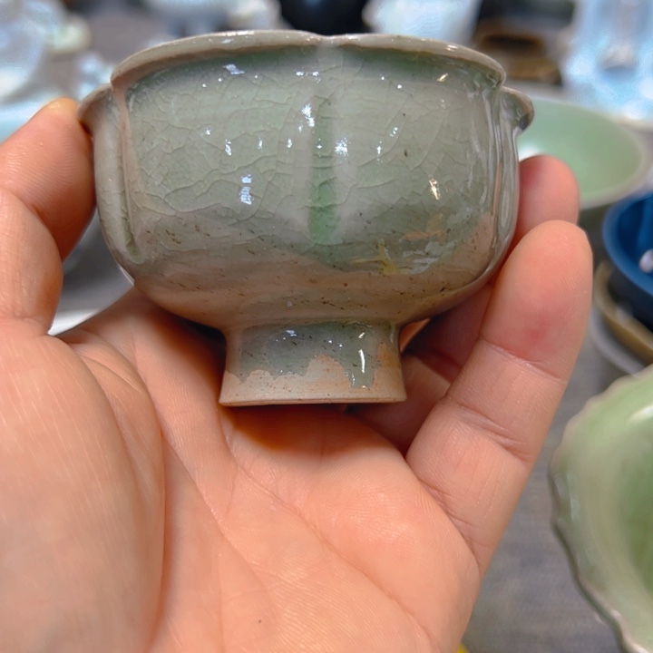 盖碗龍***主青釉杯子完整不包邮