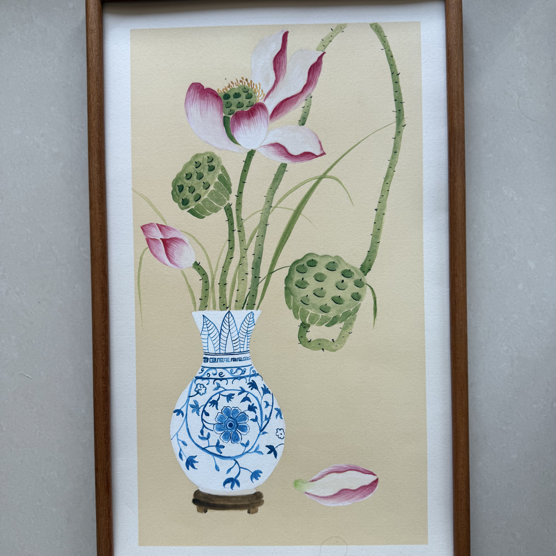 青花瓷瓶荷花32*52