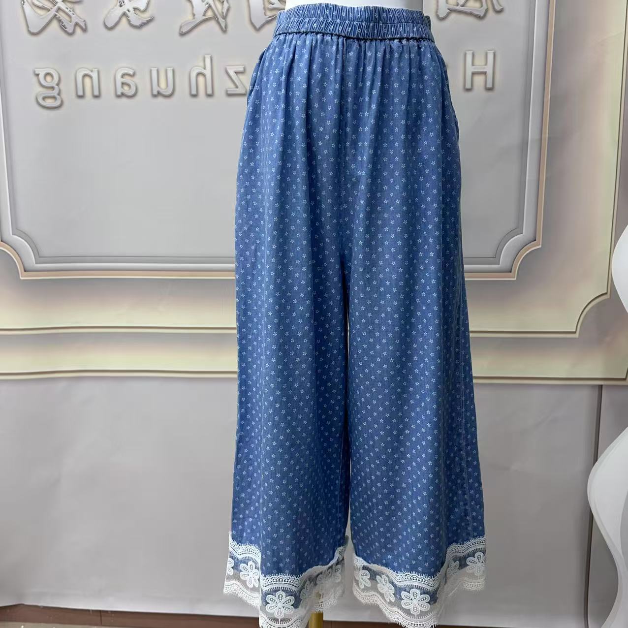 K7168 女装时尚潮牌印花宽松牛仔裤