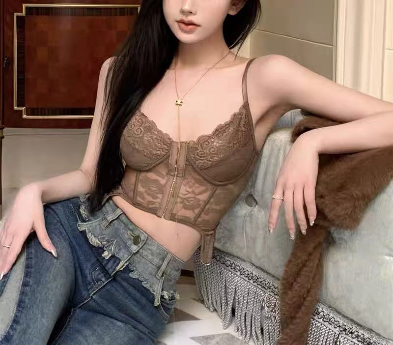 【万粉福福】辣妹蕾丝鱼骨吊带 No退No换 介意勿拍