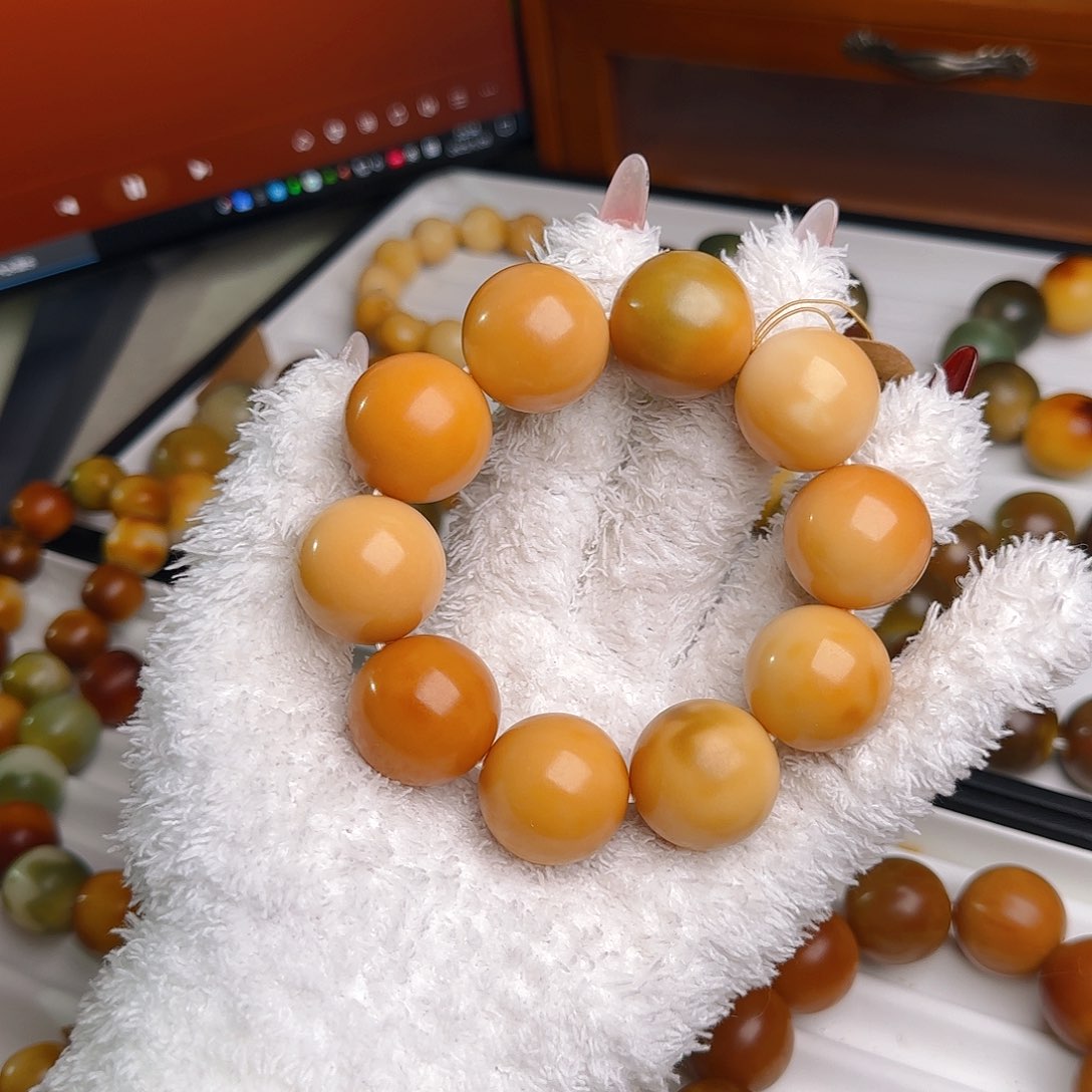 菩提根/象牙果手串卡24干磨圆珠微微瑕