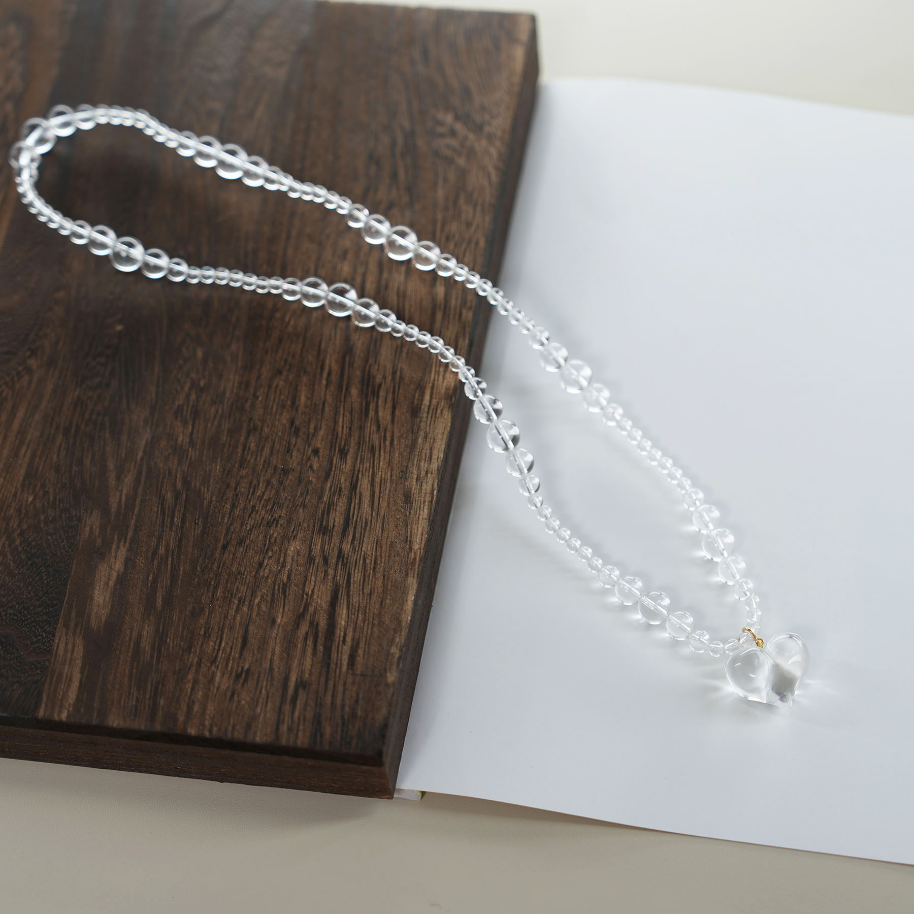 潇冉冉珠宝 设计款白水晶爱心吊坠项链多样性发一件B080