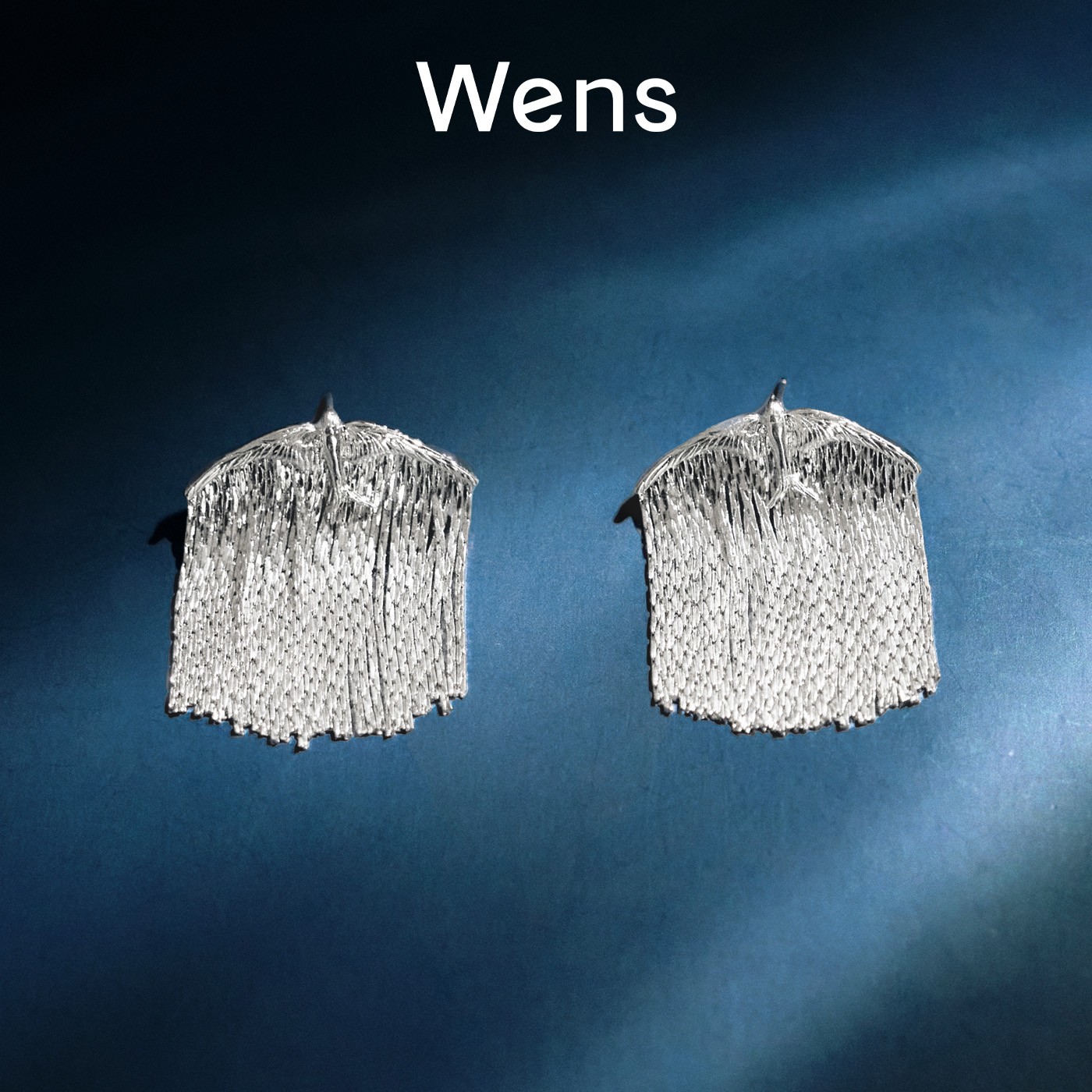 Wens/吻斯 铜合金耳饰 明星同款百搭飞鸟流苏耳环银色时尚简约