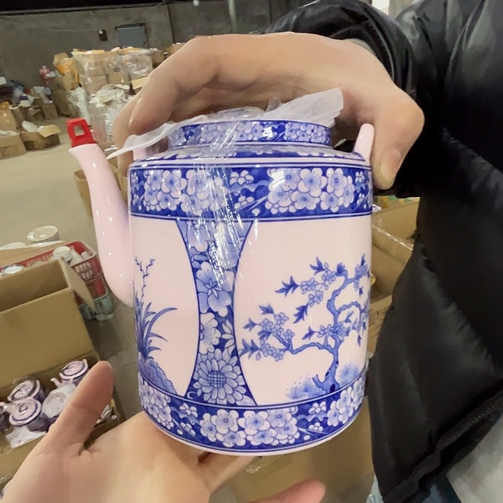 瓷片景德镇陶瓷花卉提梁壶