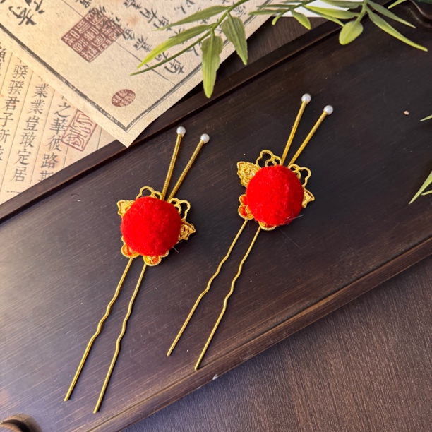 【红颤颤•蝴蝶发钗】古风汉服配饰