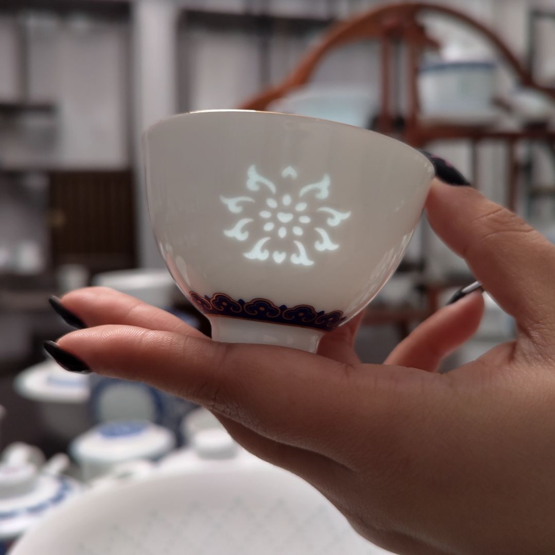 陶瓷鸿运连连小杯两只装