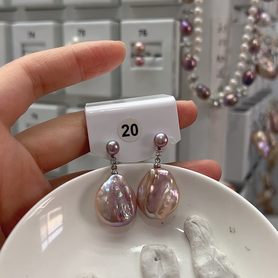 淡水珍珠耳饰银S925镶嵌