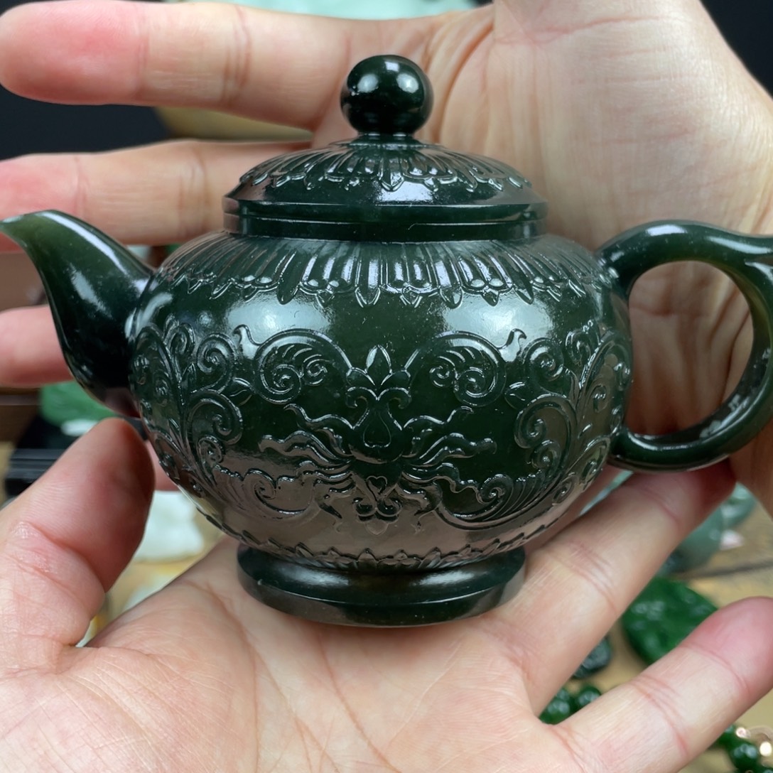 和田玉未镶嵌摆件和田玉茶壶