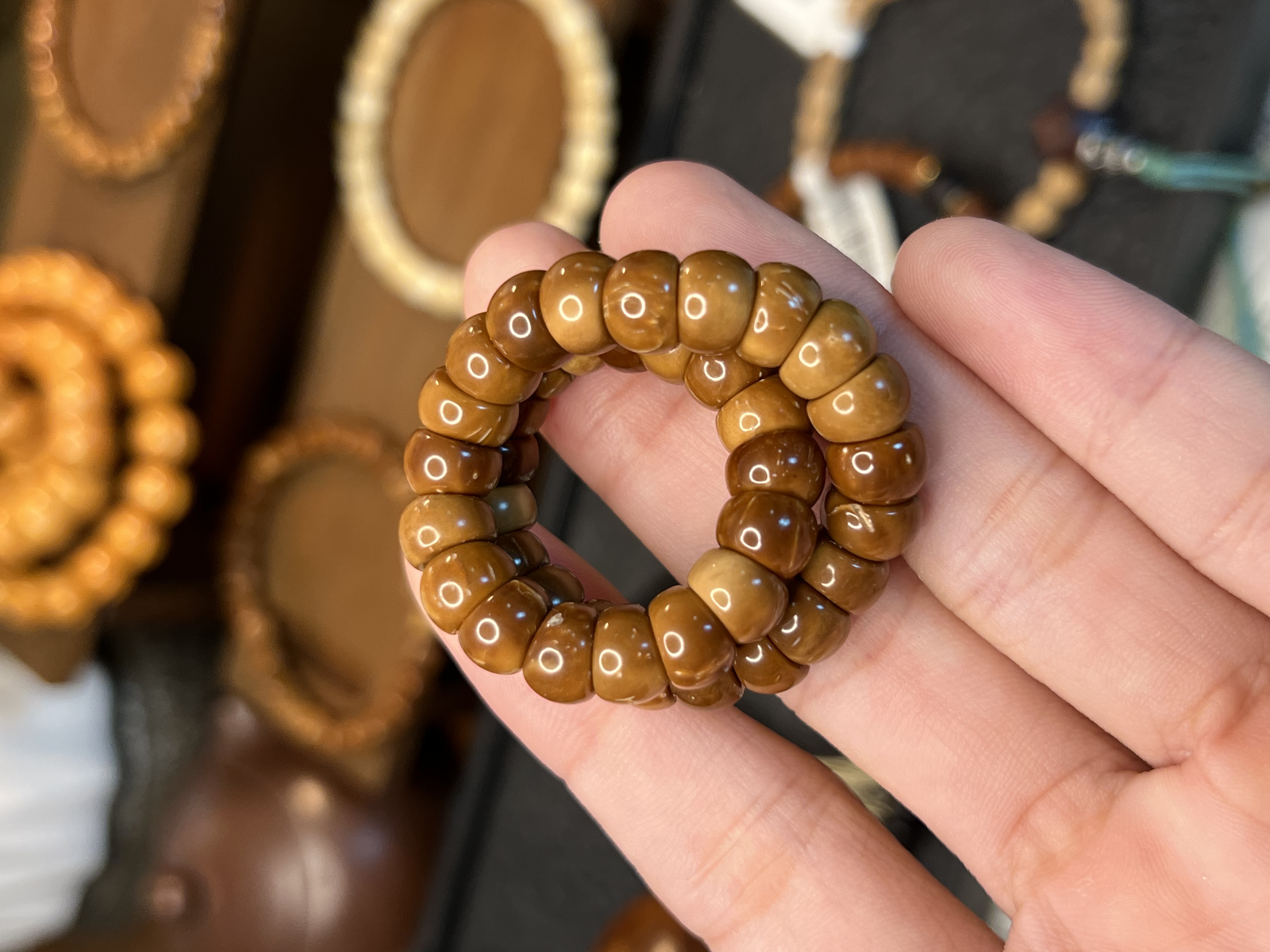 精品库克斜切蒜瓣猪大肠单圈手串菩提佛珠文玩男女手链捻饰品