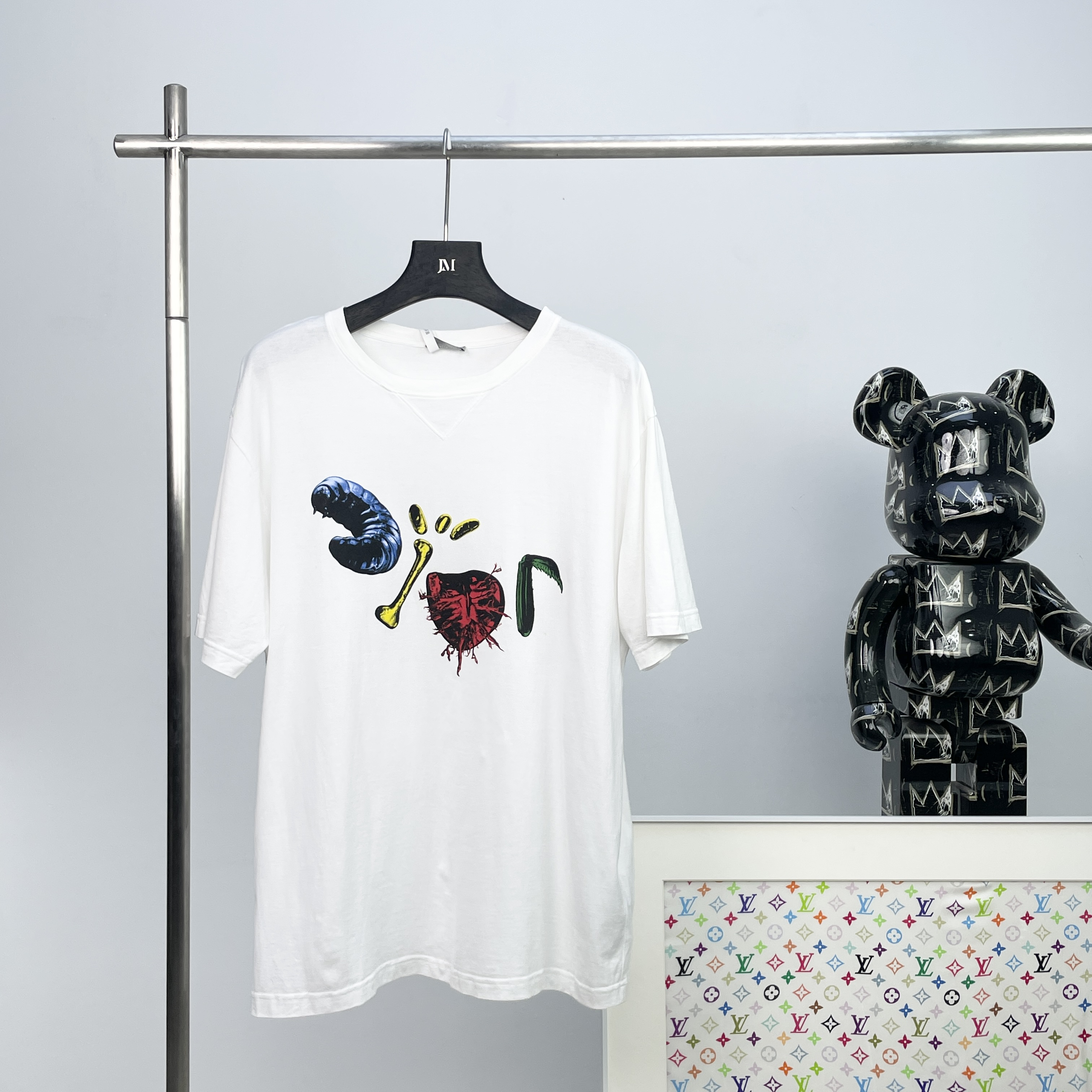 99新 DIOR/迪奥 2620/DIOR白色图案印花短袖/L码