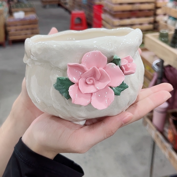 有孔.凑单10元陶瓷花盆发货！