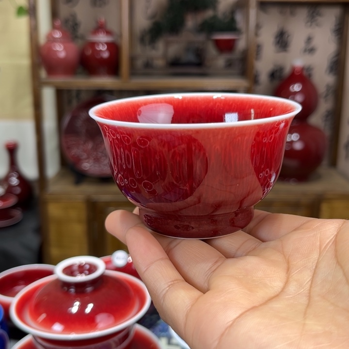 景德镇陶瓷浅行原矿釉撇口杯