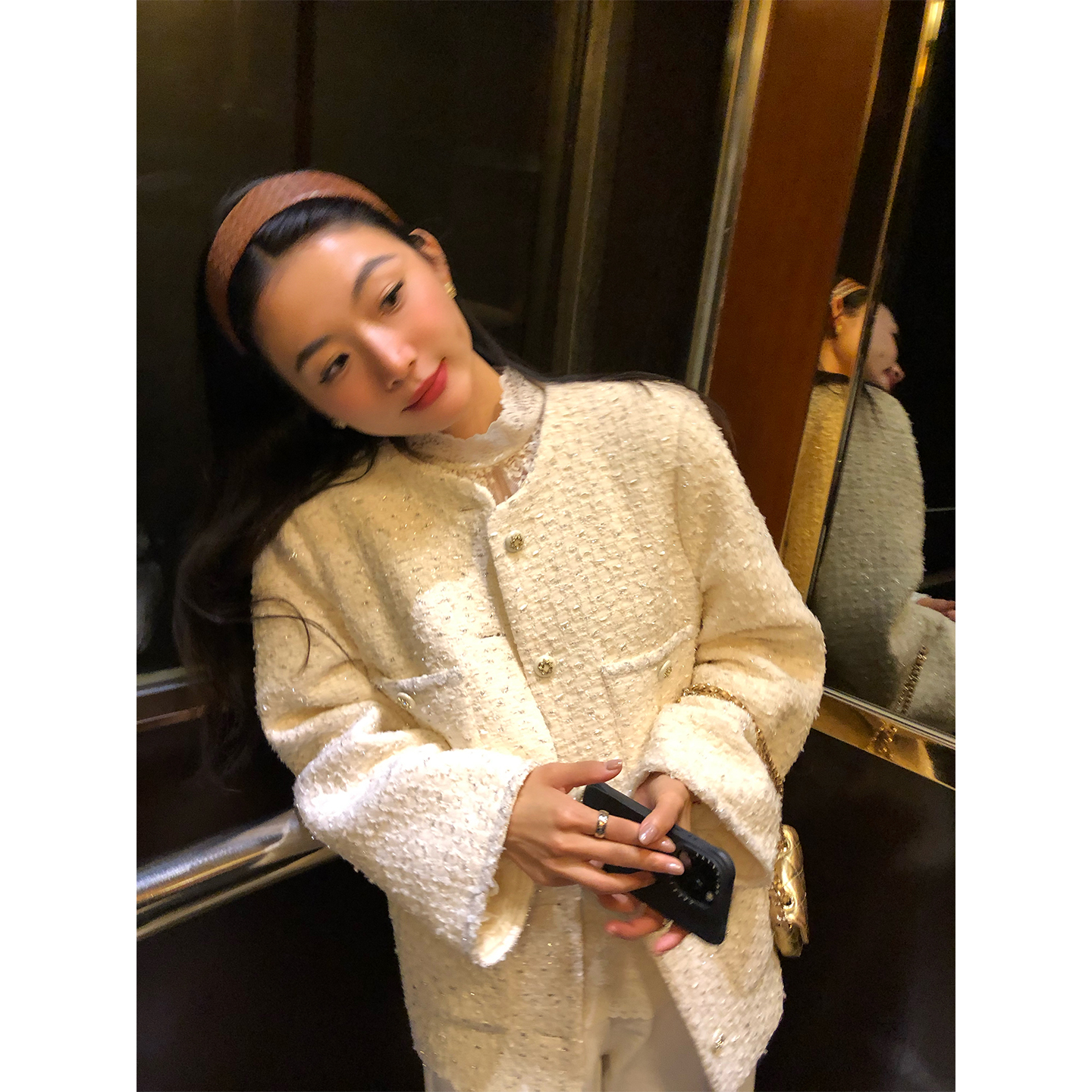 落落狷介羊毛大衣女2025年新款白色毛呢外套设计感小香风呢子外套