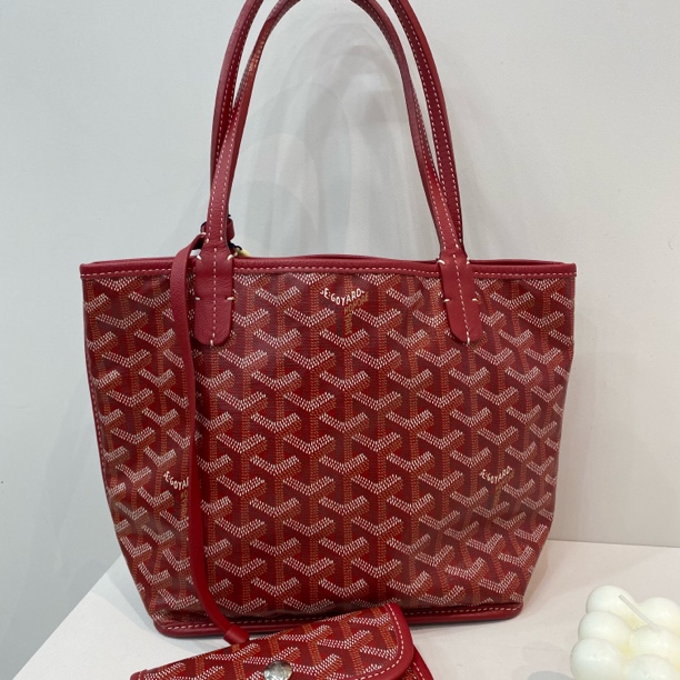 99新 Goyard 戈雅 mini红色托特包 菜篮子 迷你 子袋