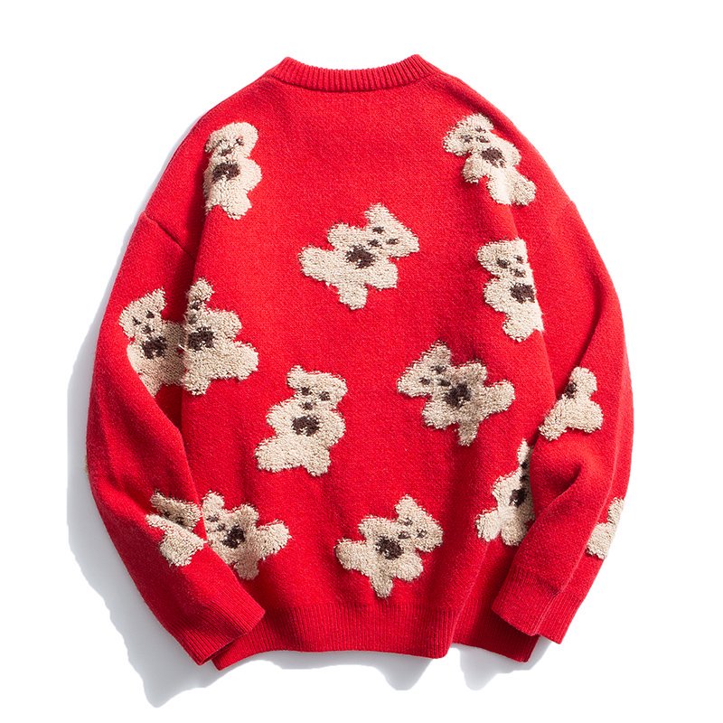 【五号链接】圣诞红毛衣圆领针织衫