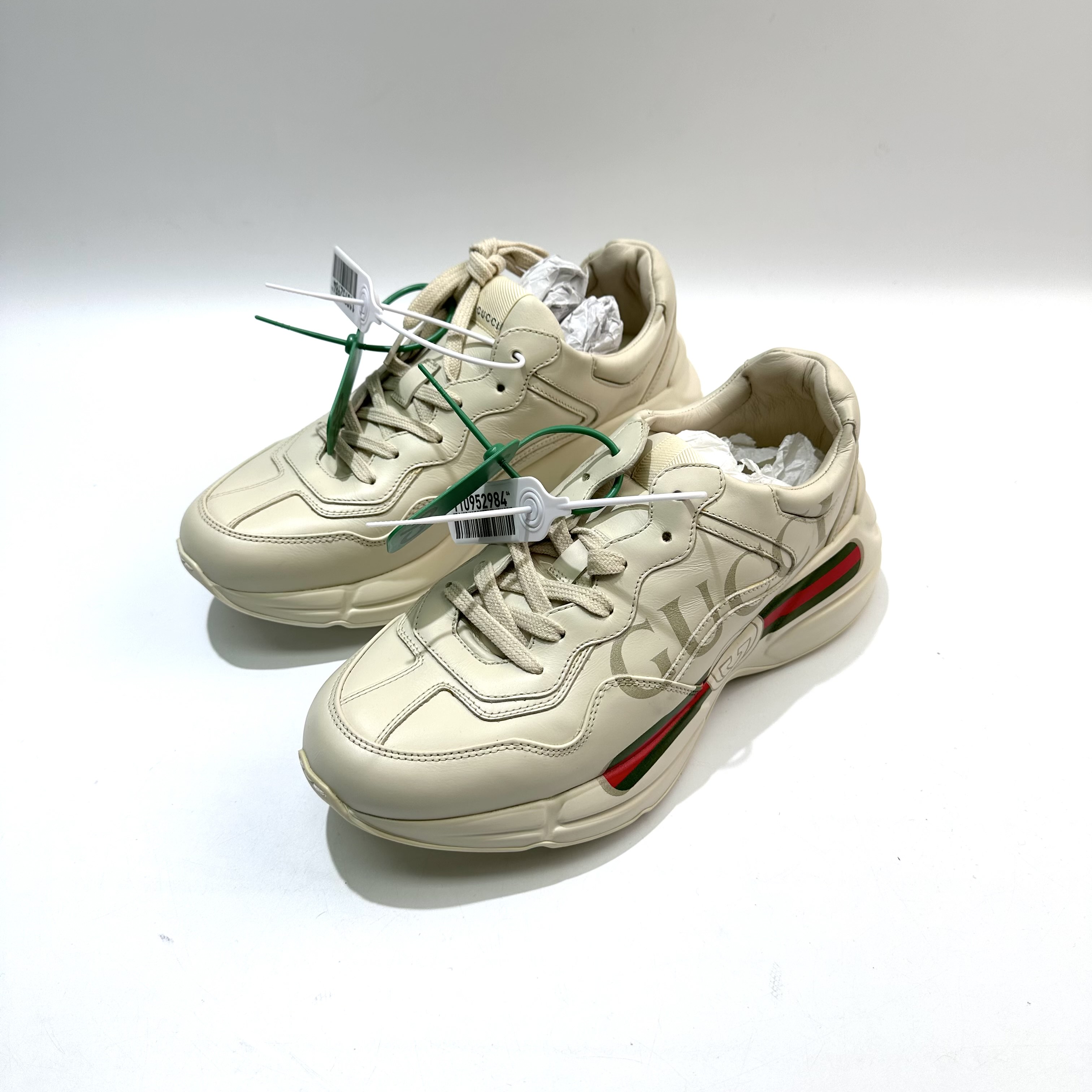 99新 GUCCI/古驰 41.5码 象牙白 腰带老爹鞋 bl0704