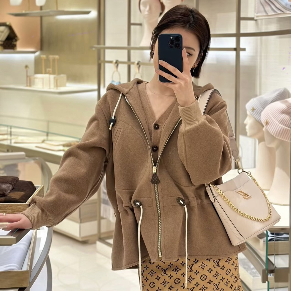 未使用 LouisVuitton/路易威登 驼色羊绒外套 36码 GM003358