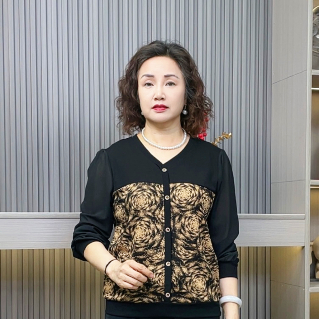 V领中老年女装中老年V领女上衣时尚妈妈装秋季休闲小衫