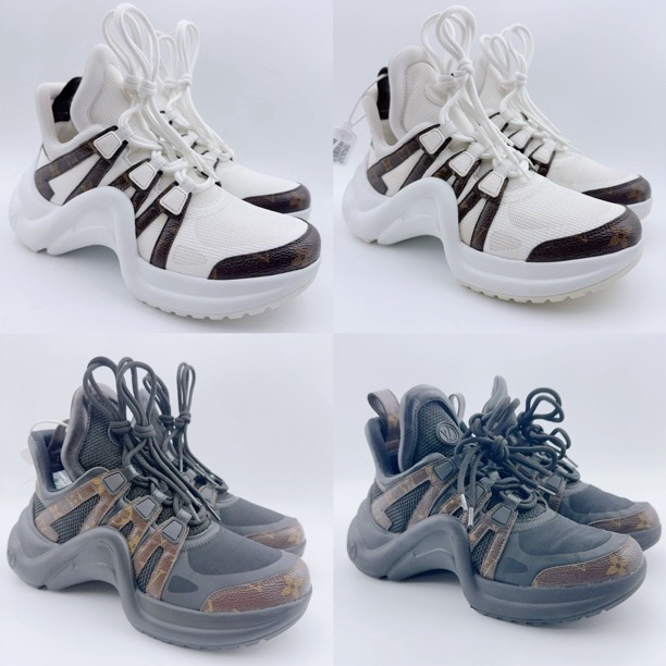 95新 LouisVuitton/路易威登 36.5-38码/经典黑白老花拱桥老爹鞋