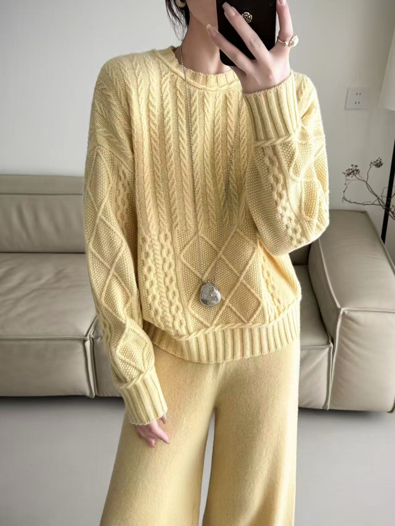 厚款针织重磅常规款加厚羊毛衫圆领宽松女百搭常规