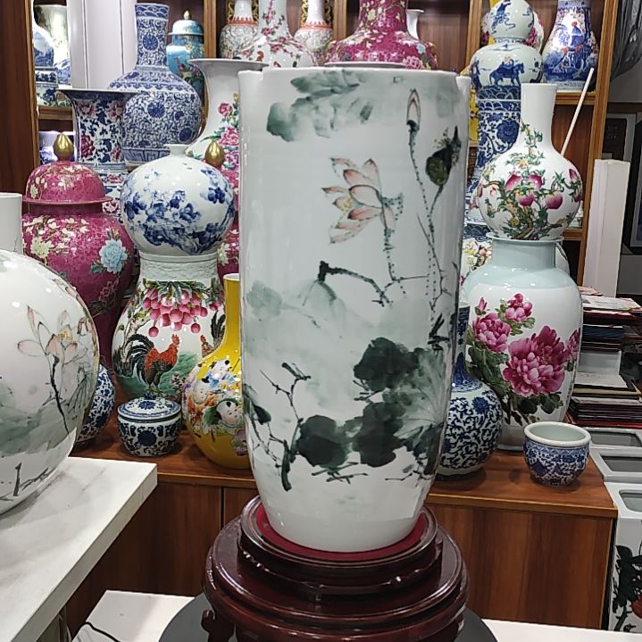 用***5瓷片景德镇陶瓷荷花瓶