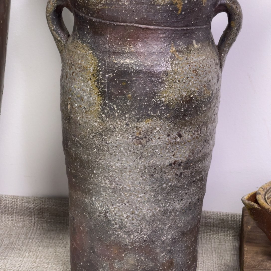 备前烧作品（春湖花瓶有裂当***弟