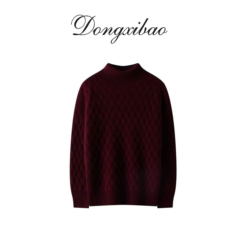 【重工席边高领】加厚立体席边绞花纯山羊绒针织上衣