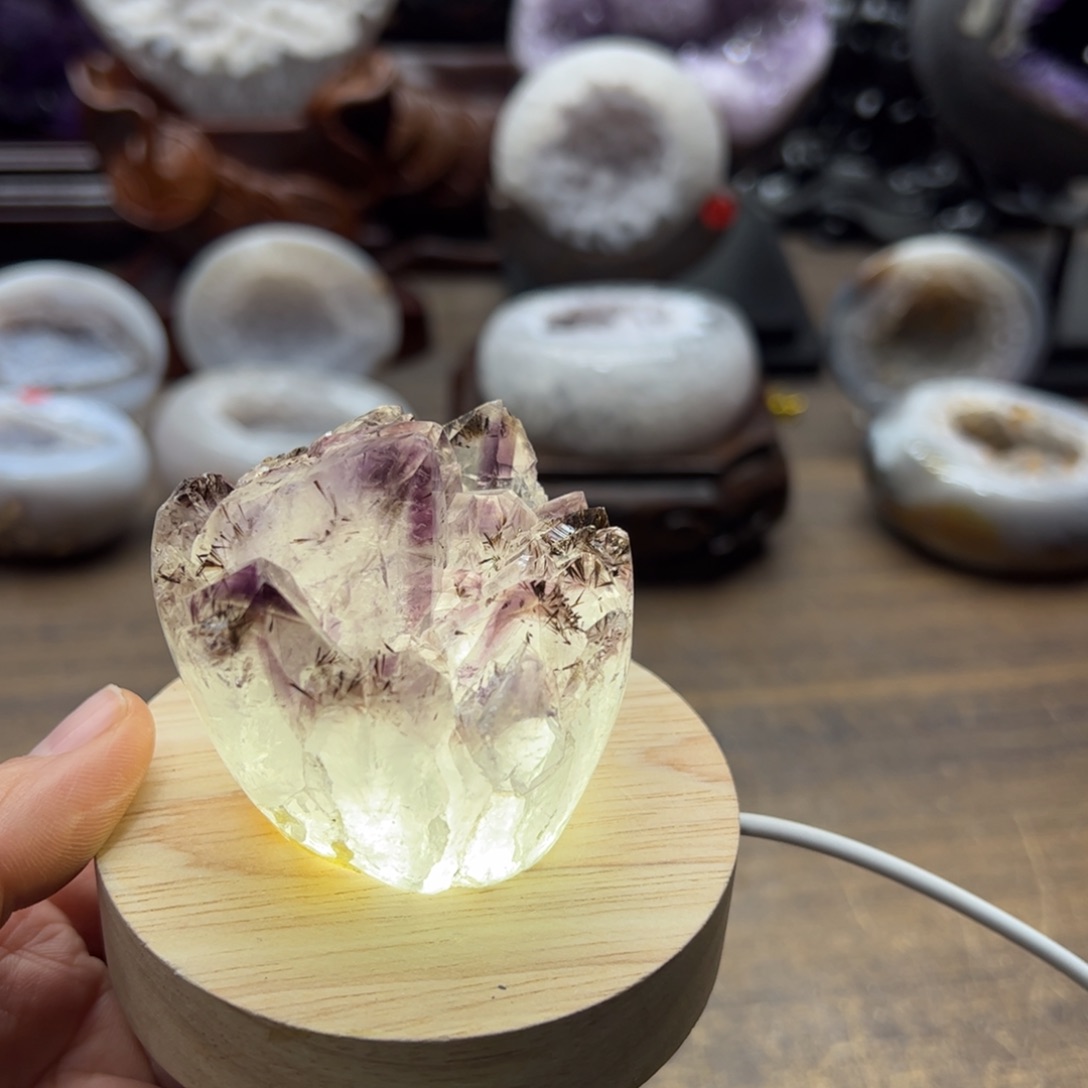 水晶水晶未镶嵌水晶摆件紫晶花45