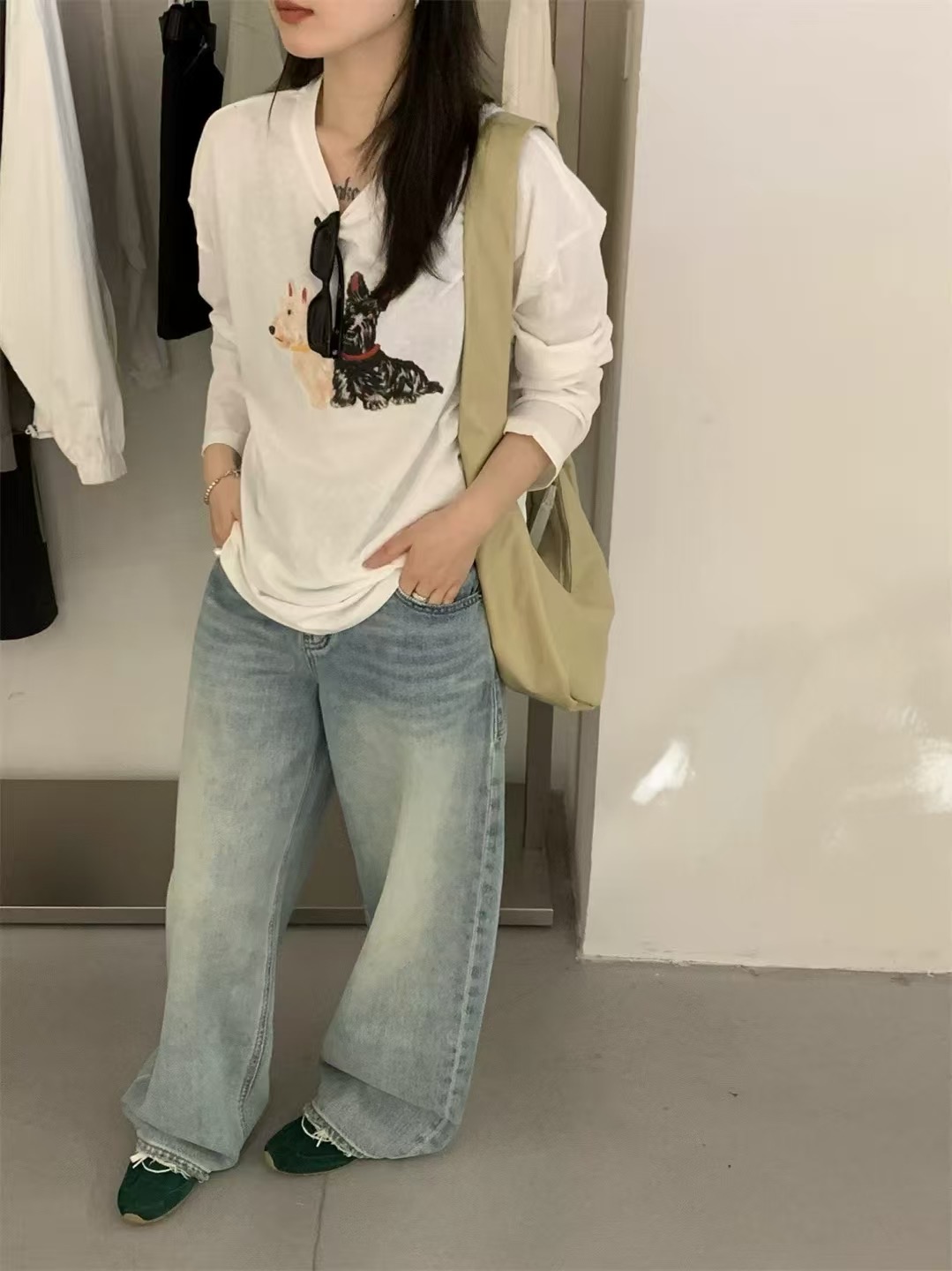 温柔瑶-GD秋款福利#复古显瘦韩版阔腿裤#9583（裤长104 腰围68）