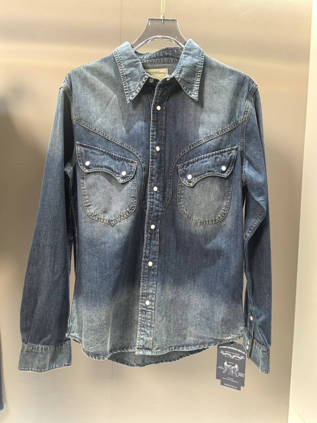 25年（ok5313）新品牛仔衬衫硬汉美式复古男士长袖