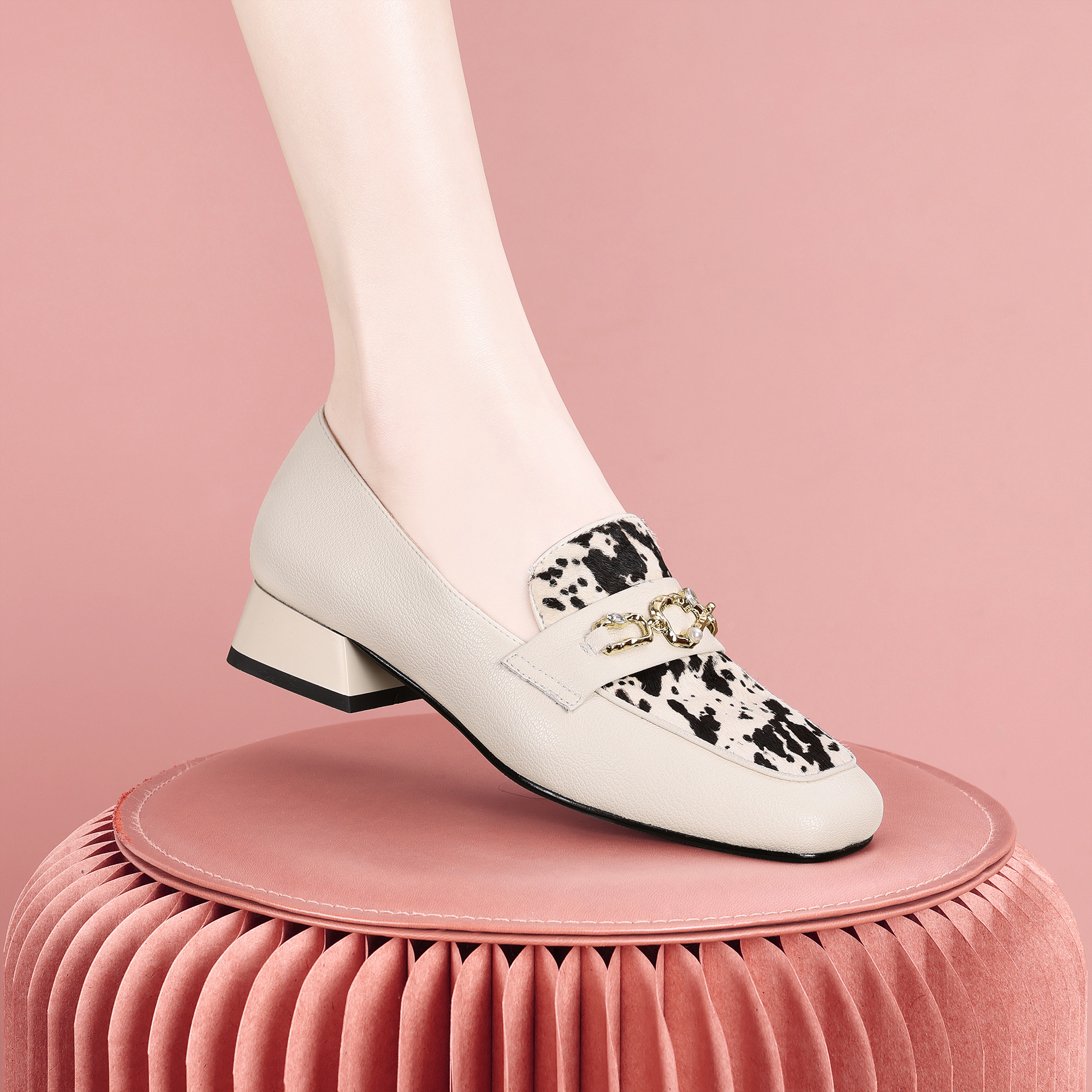 梵芮诗2025春季方头英伦风高级时尚百搭舒适中口粗跟单鞋-J1214