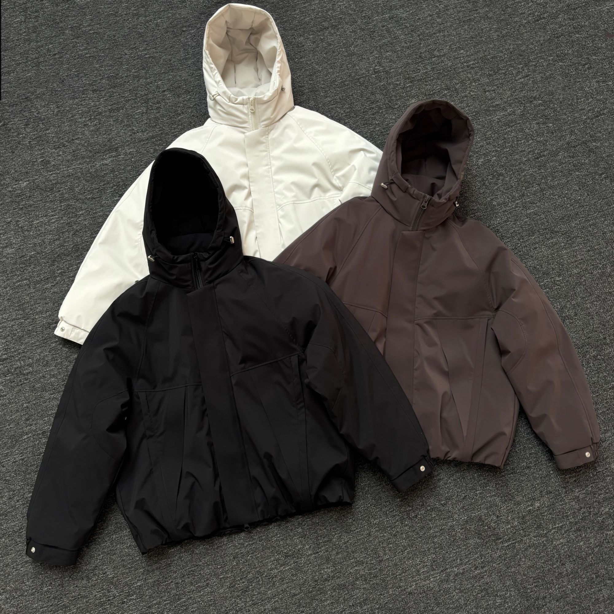 【AX户外结构冲锋衣羽绒】冬季新款羽绒服男90绒双拉链连帽休闲外套