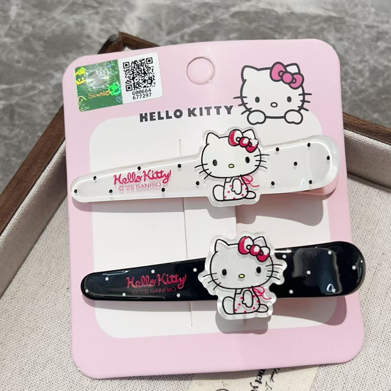 波点猫咪刘海夹长夹J1595