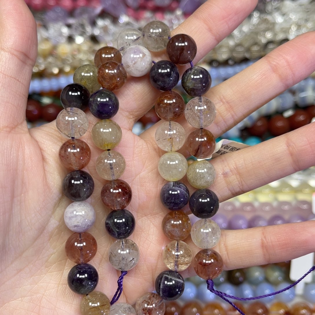 玛瑙/玉髓散珠天然极光水晶卡10.6长条38厘米