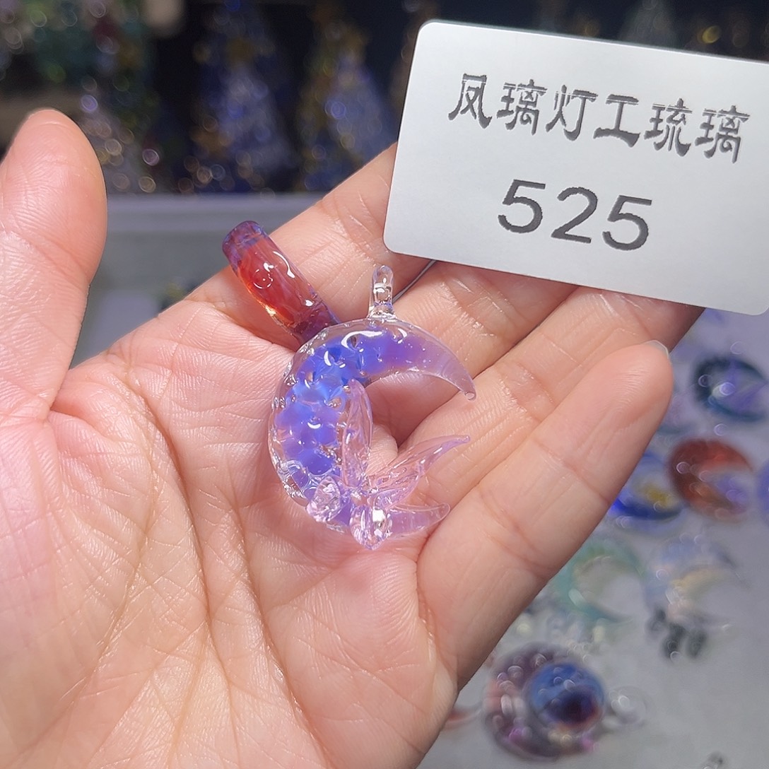 吊坠（不含链）玻璃525蝴蝶月亮