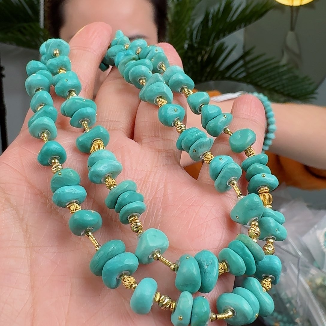 绿松石珠宝奇石18K金镶嵌