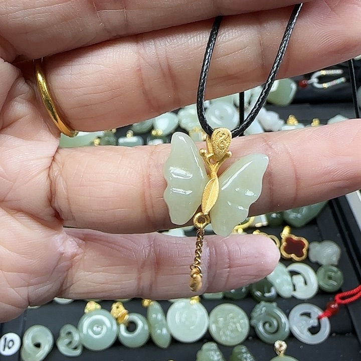 和田玉吊坠(不含链)银S925镶嵌