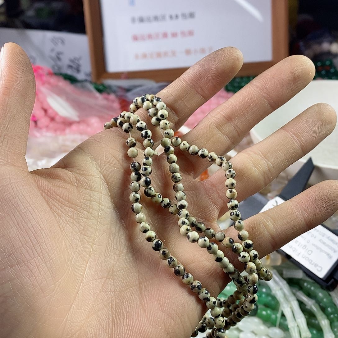 玛瑙/玉髓珠宝半成品合金一条天然4mm鹌鹑蛋A215