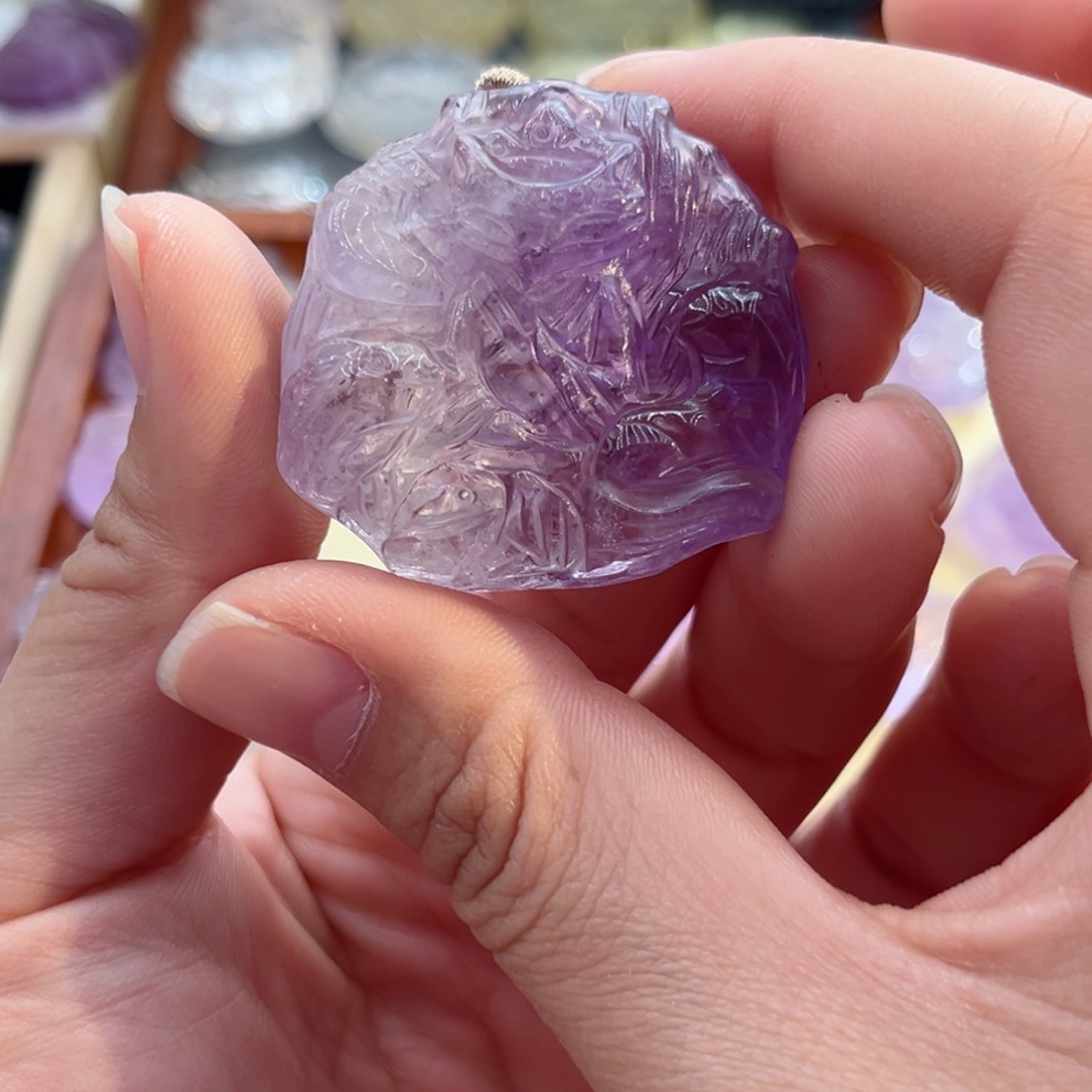 水晶颈饰银S925镶嵌N****s紫水五仙48