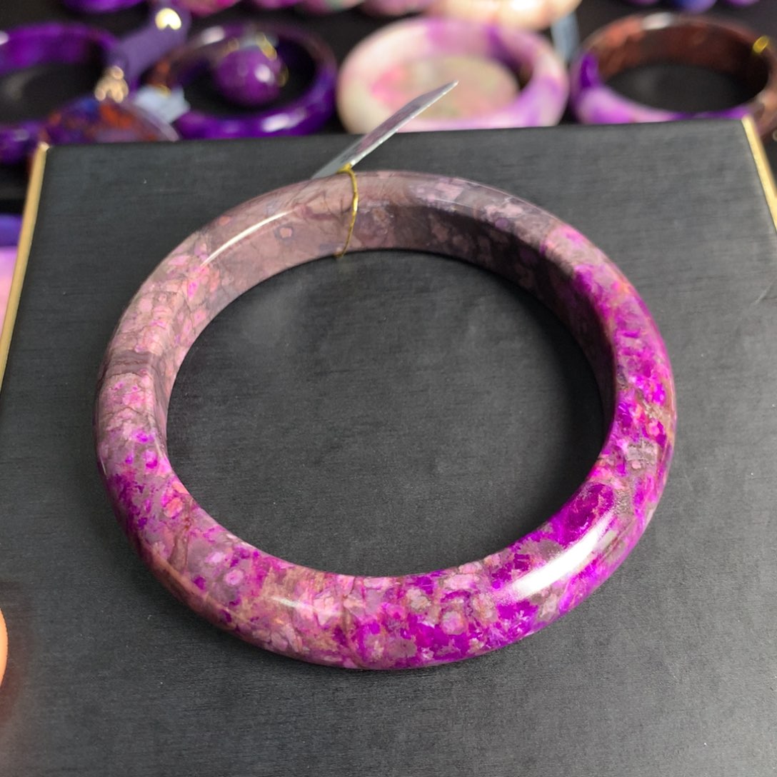 苏纪石（舒俱来）紫桃红樱花手镯59圈未镶嵌