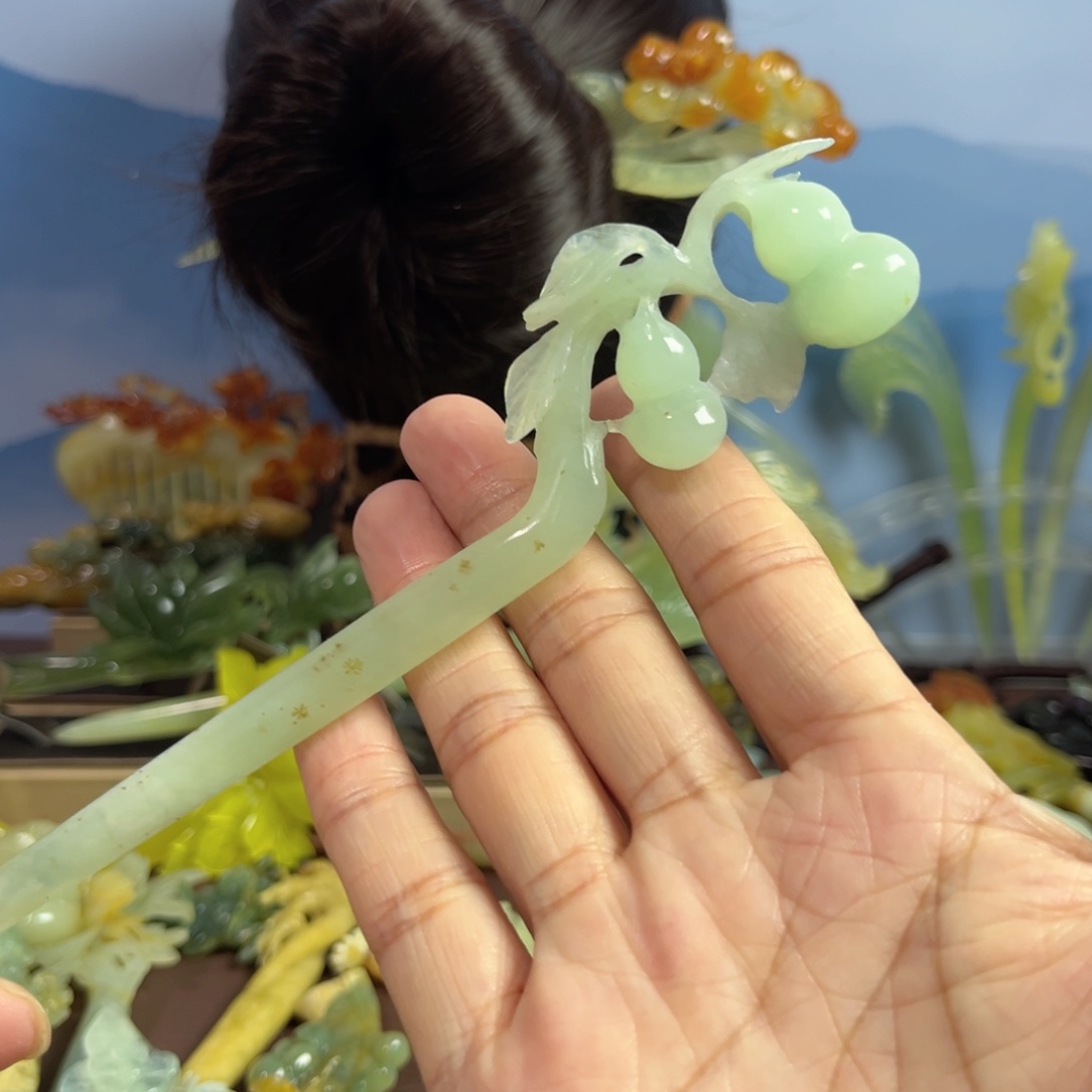 蛇纹石玉发饰合金