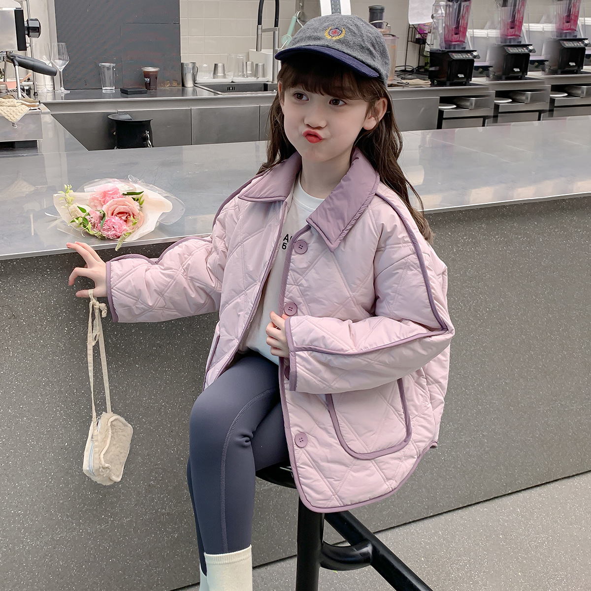 女童外套秋冬2025新款洋气夹棉保暖棉袄儿童加绒加厚棉衣棉服
