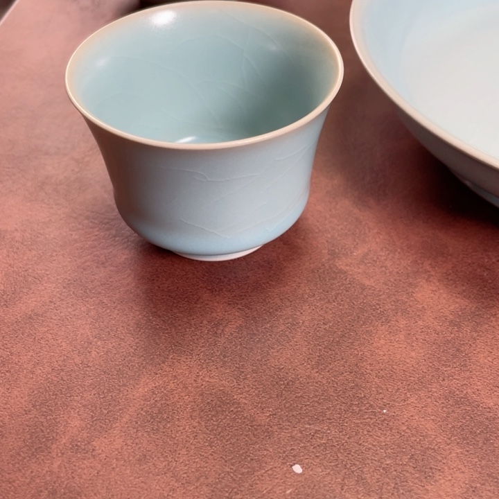 梦*仿古釉天青马蹄杯全