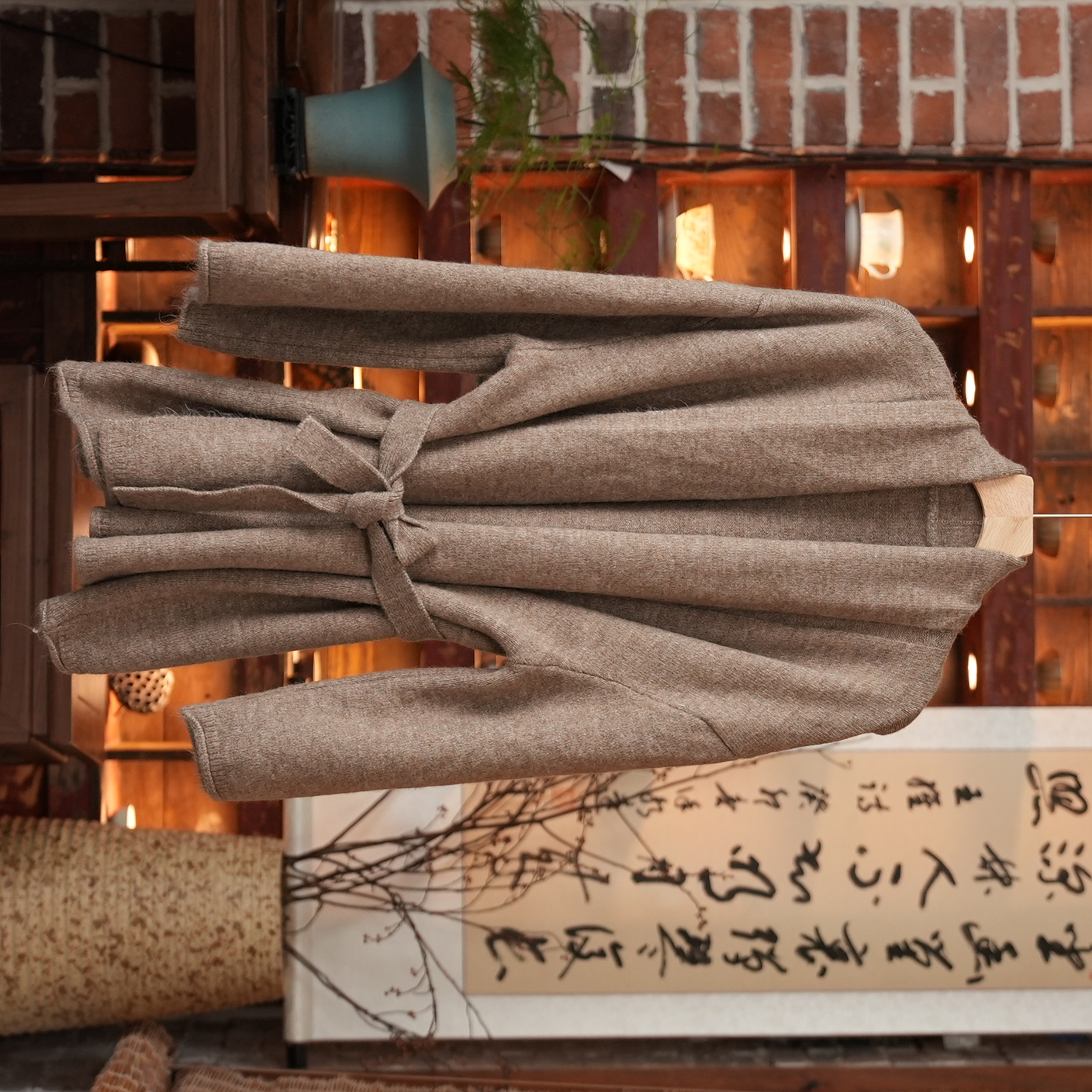 宽松针织外套常规款蝙蝠袖中长款上衣冬季开衫文艺百搭时尚显瘦