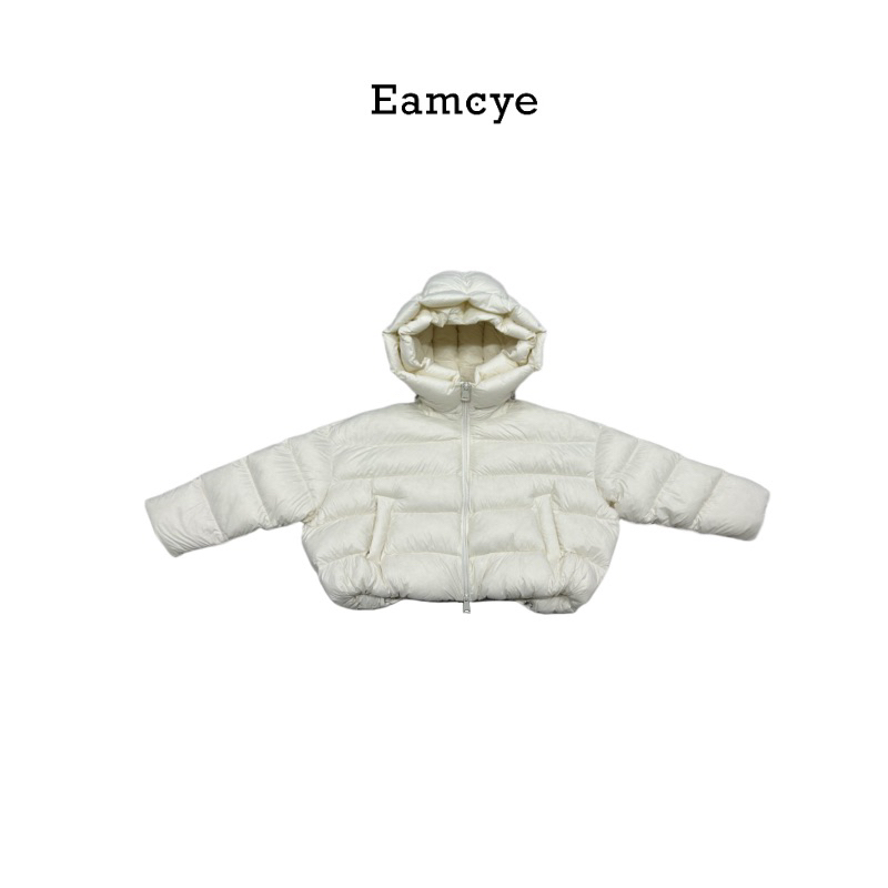 C00483 百搭洋气 短款蓬松饱满95白鹅绒花苞连帽拉链外套 