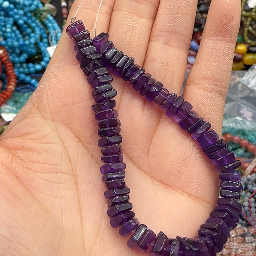 玛瑙/玉髓合金珠宝半成品乌拉圭紫水晶隔片半条6mm