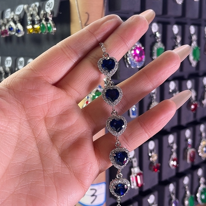 蓝宝石手链银S925镶嵌