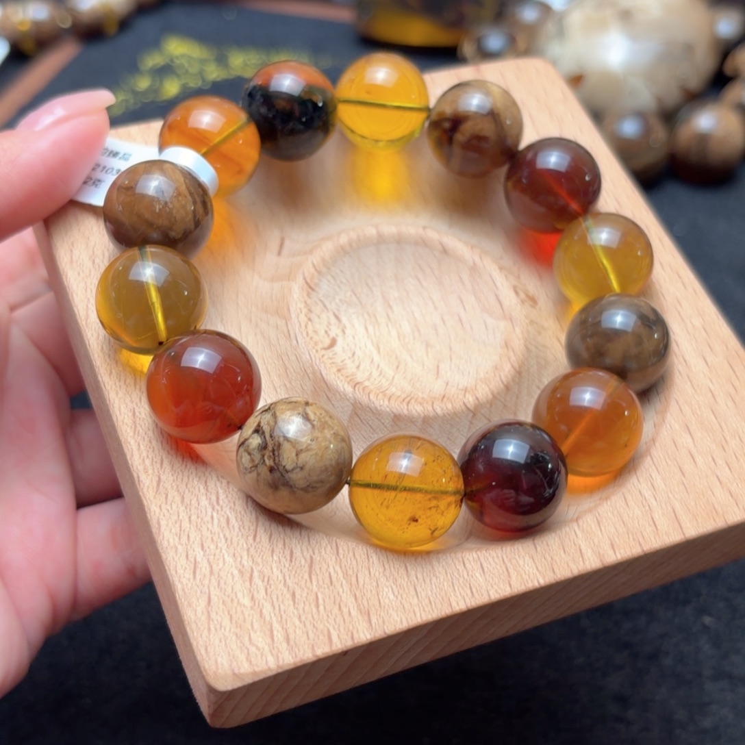 琥珀未镶嵌珠宝奇石16mm多宝
